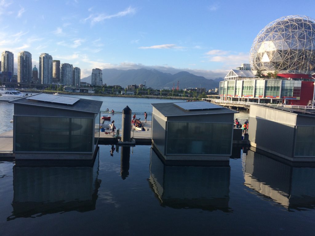 Solar panels installed at the False Creek Paddling Centre as part of the Solar Now project in Vancouver.
