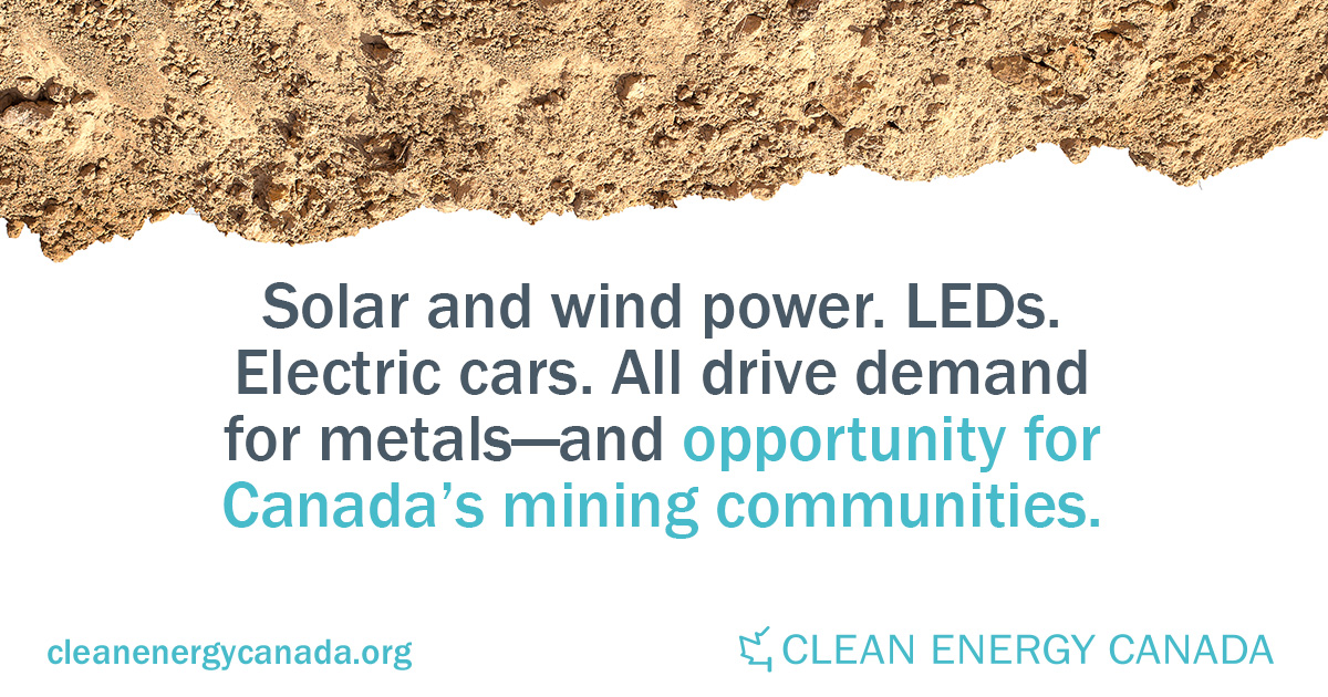 Clean energy technologies drive demand for metals and minerals that Canada's mining sector can supply. 