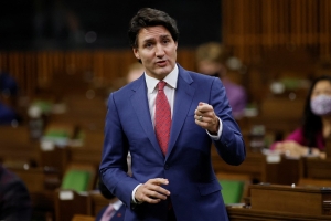 Canadian prime minister justin trudeau speaking in the House of Commons