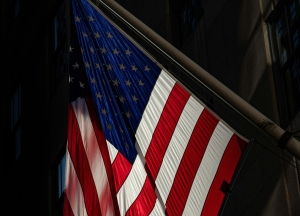 us flag against dark night background